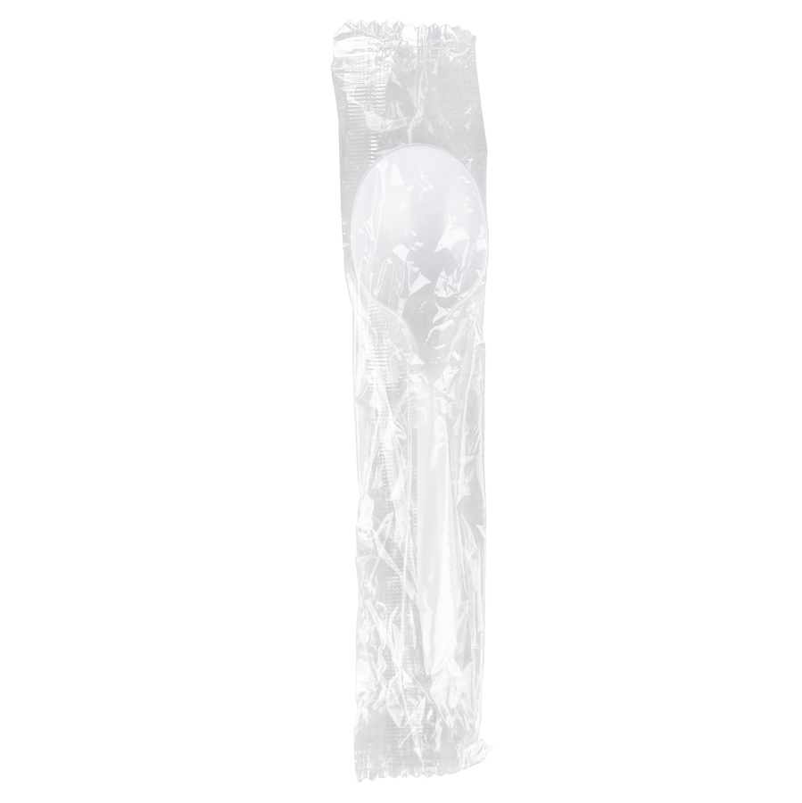 Prime Source® Medium-Weight Wrapped White Polypropylene Soup Spoon