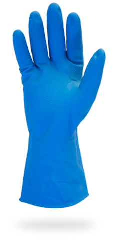 GRFL-(SIZE)-2T-R/C Supply Source Safety Zone® 20-mil Blue Flock Lined Latex Gloves