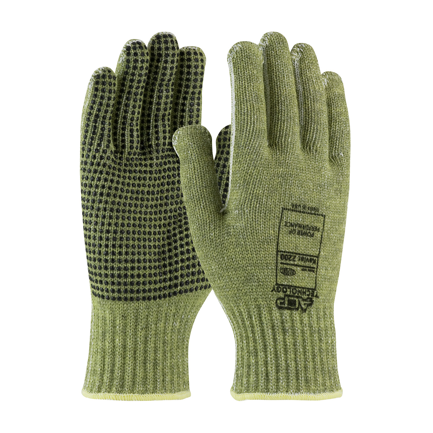 08-KA740PD PIP®  ACP Technology™ Economy Weight Kevlar® Glove w/ Polyester Lining and Green PVC Dot Grip 