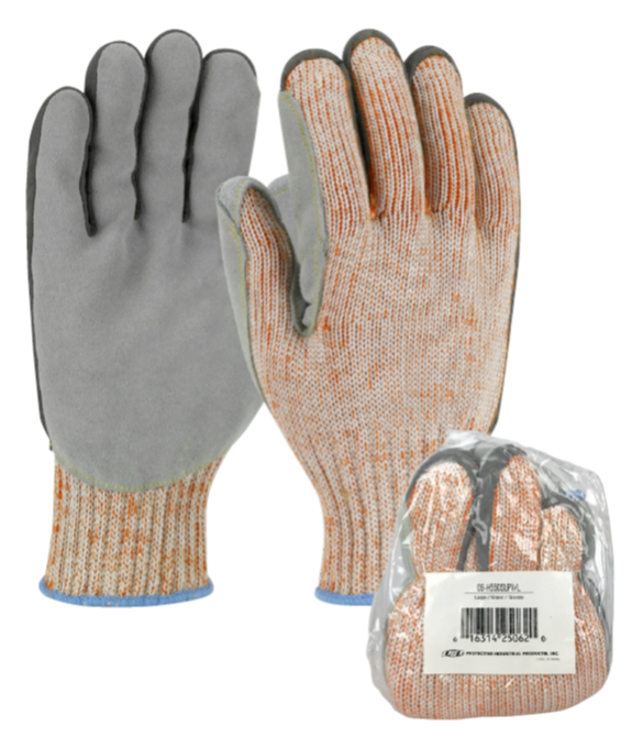 #09-H550SLPV PIP® Scrap King™ Seamless Knit PolyKor Engineered Yarn Glove with Split Cowhide Leather