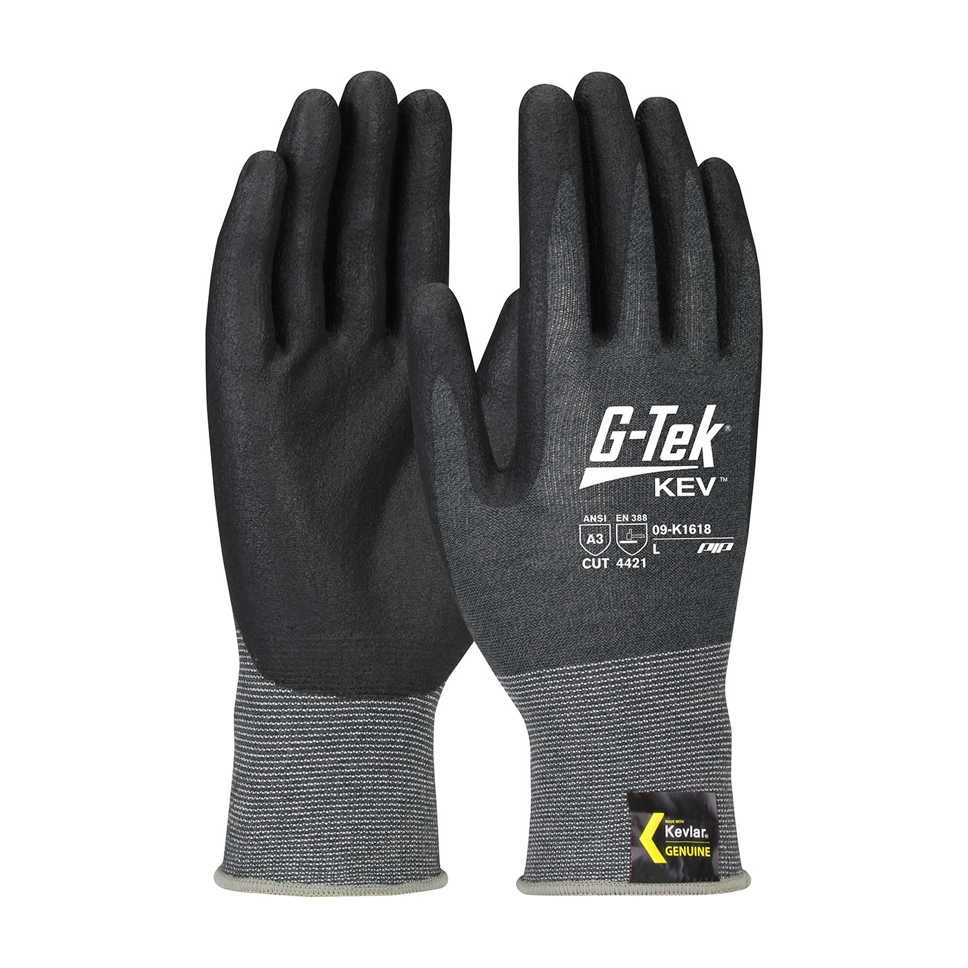 #09K1618 PIP® G-Tek® Kev™ Kevlar® Foam Nitrile Coated Palm and Fingers Seamless Knit Gloves