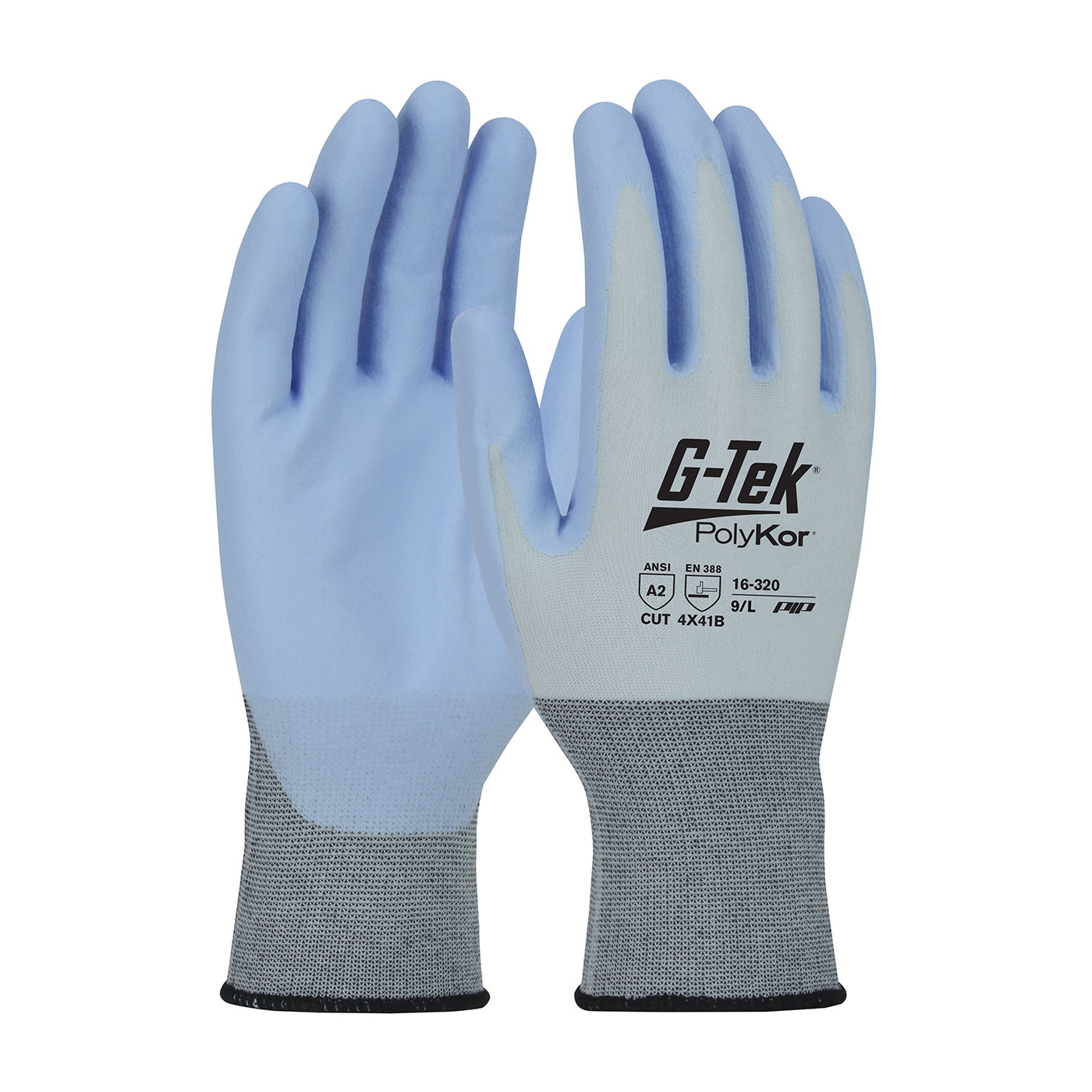 16-322 PIP® G-Tek® PolyKor® Blue 18-gauge Seamless Knit Blended Glove with Blue Polyurethane Grip
