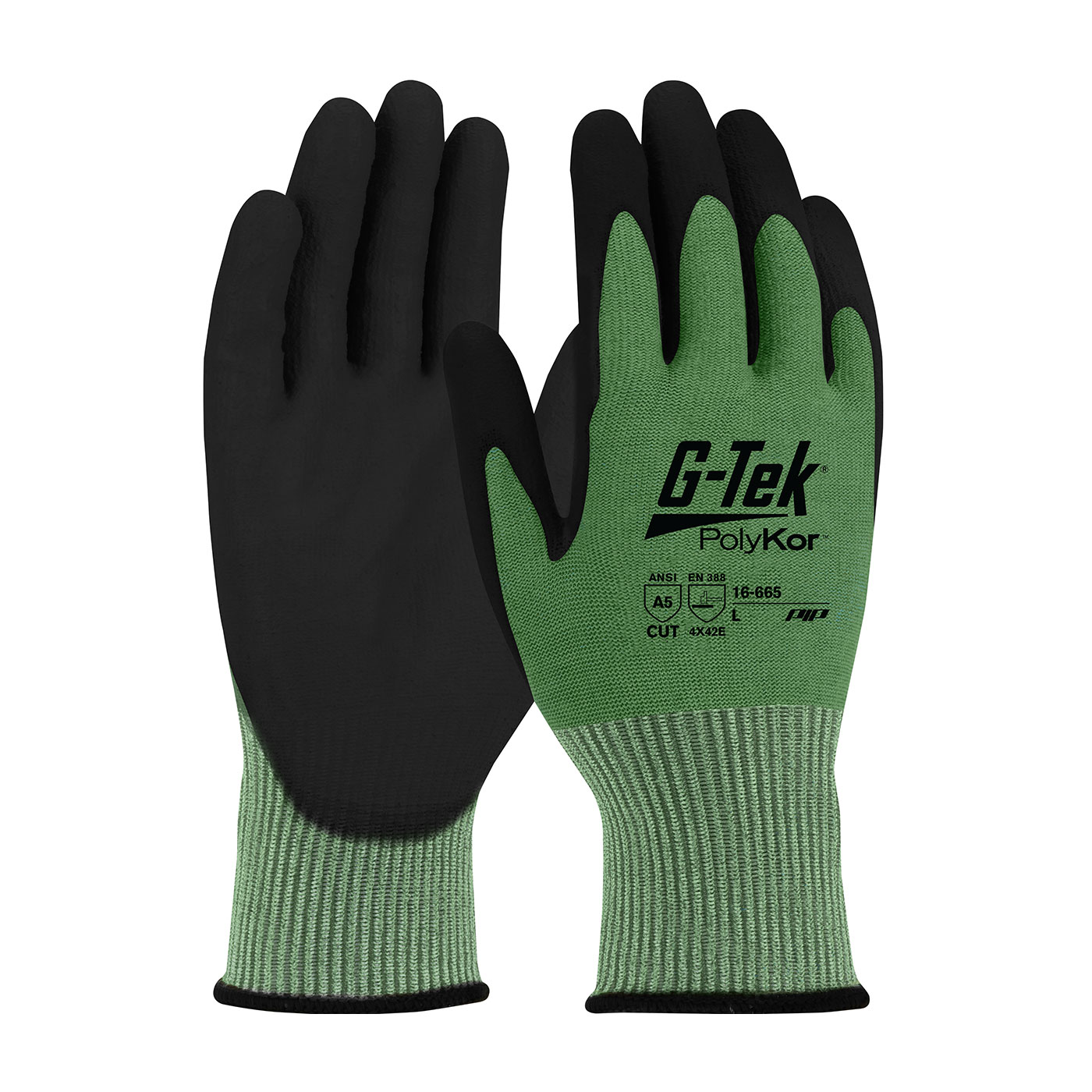  #16-665 PIP® G-Tek® PolyKor™ PU Coated Grip A5 Cut Gloves