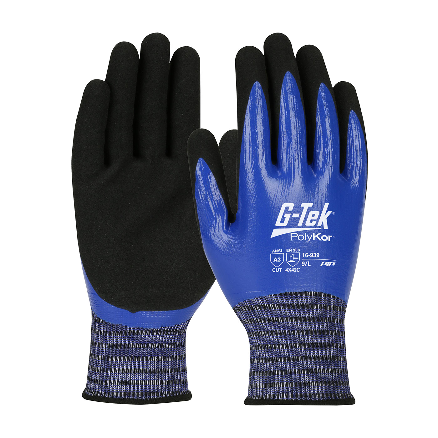 PIP® G-Tek® PolyKor® X7™ Fully Coated Seamless Knit X7™ Blended Glove with nitrile microsurface grip - Touchscreen Compatible #16-939