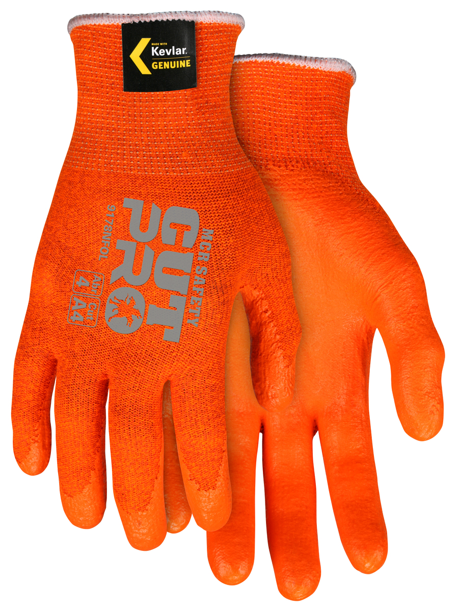 9178NFO  MCR Safety Hi-Vis Cut Pro®
13 Gauge Orange Kevlar® Nitrile foam coated palm Work Gloves
