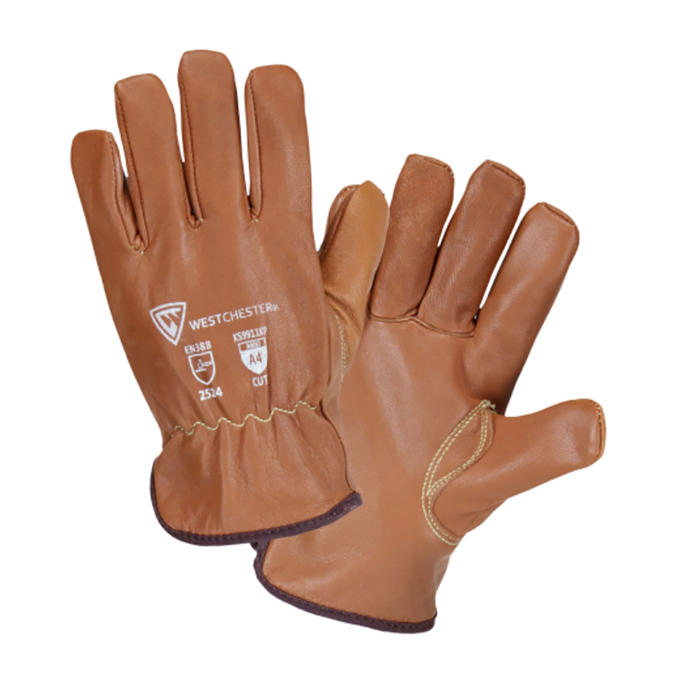 KS9911KP PIP® West Chester® Top Grain Goatskin Leather Drivers Glove with Para-Aramid and Fleece Lining feature Oil Armor™