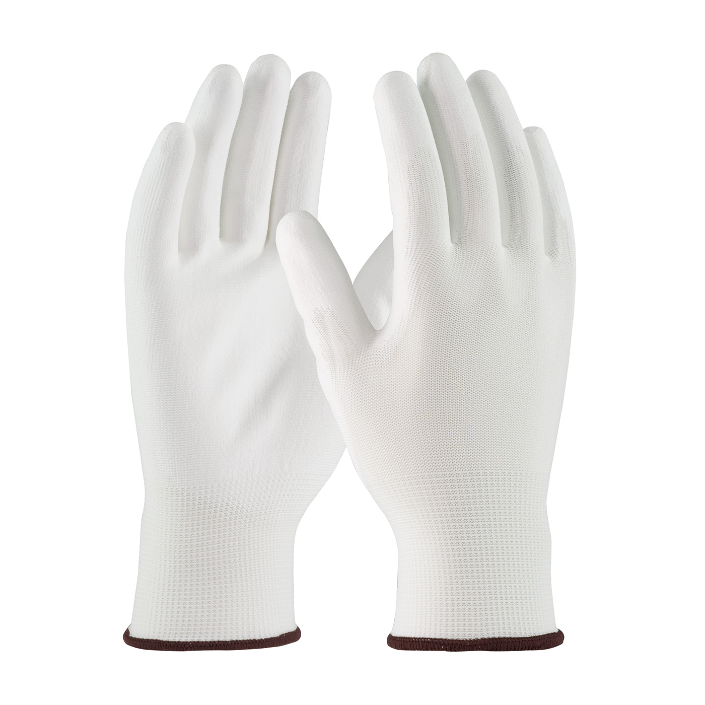 PIP® Seamless Knit White Polyester Glove with White Polyurethane Coated Smooth Grip on Palm & Fingers #33-115