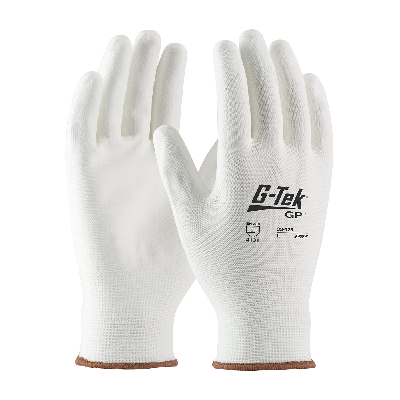 #33-125 PIP® G-Tek® GP™ Seamless Knit White Nylon Glove with White Polyurethane Coated Smooth Grip on Palm & Fingers 