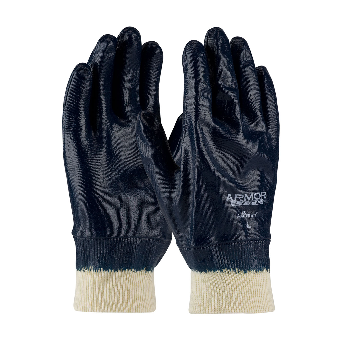 56-3171 PIP® ArmorLite® Nitrile Dipped Glove with Interlock Liner and Textured Finish on Hand - Knitwrist