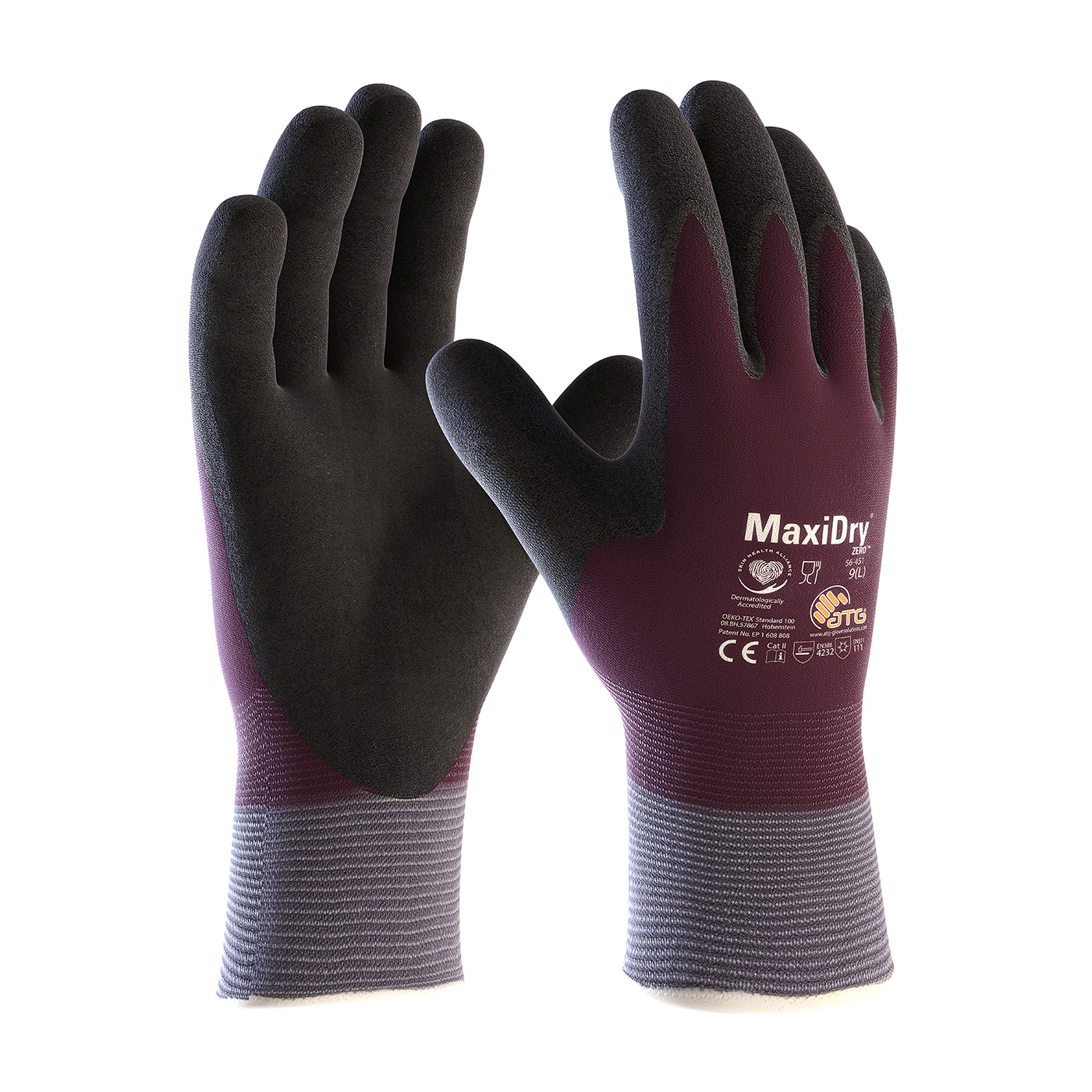 #56-451 PIP® MaxiDry® Zero™ Seamless Knit Nylon/Lycra Glove with Thermal Lining and Double-Dipped Nitrile Coated MicroFoam Grip on Full Hand 
