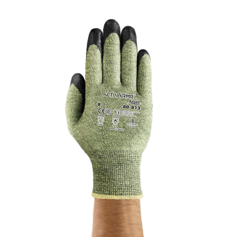 80813 Ansell ActivArmr® #80-813 Coated Knit Cut-Resistant & Arc Hazard Work Gloves, cut level 4, arc hazard level 1