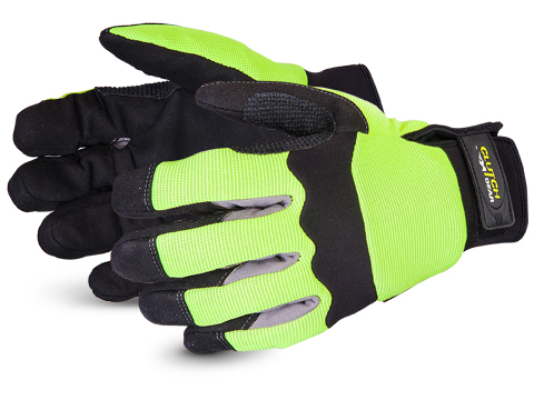 Superior Glove® Clutch Gear® Hi-Viz  Punkban™ Lined Mechanics Glove #MXHV2PB
