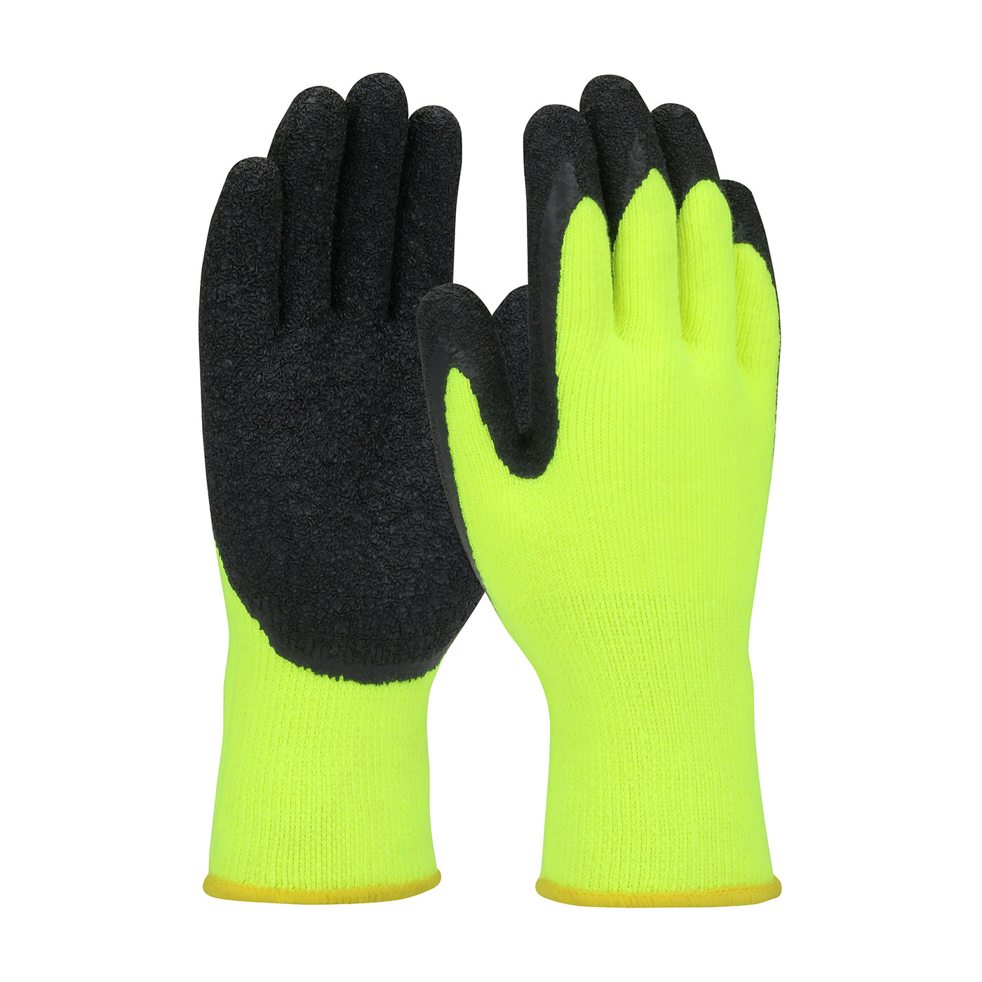 #41-1425 PIP® Hi-Vis Seamless Knit Brushed Acrylic Glove with Latex Coated Crinkle Grip on Palm & Fingers 