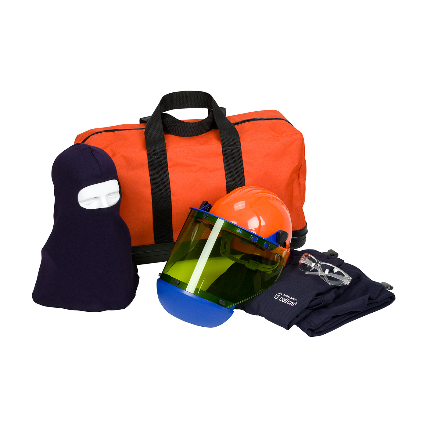 9150-52804 PIP® PPE 2 Arc Flash Kit - 12 Cal/cm2 Contains jacket, overall, hard hat with arc shield, balaclava, safety glasses and carry bag