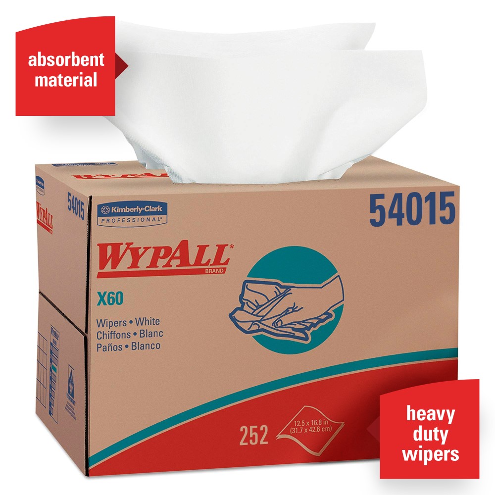 Kimberly Clark® Professional 54015 Wypall® X60 Disposable Wipers, Brag Box