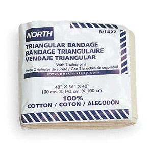 North® 40` X 56` X 40` Latex-Free Sterile Cotton Triangular Bandage (ANSI Approved) With 2 Safety Pins