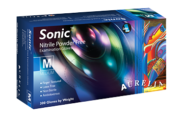 Aurelia® Sonic® Indigo Disposable 2.2-mil Nitrile Powder-Free Exam Gloves