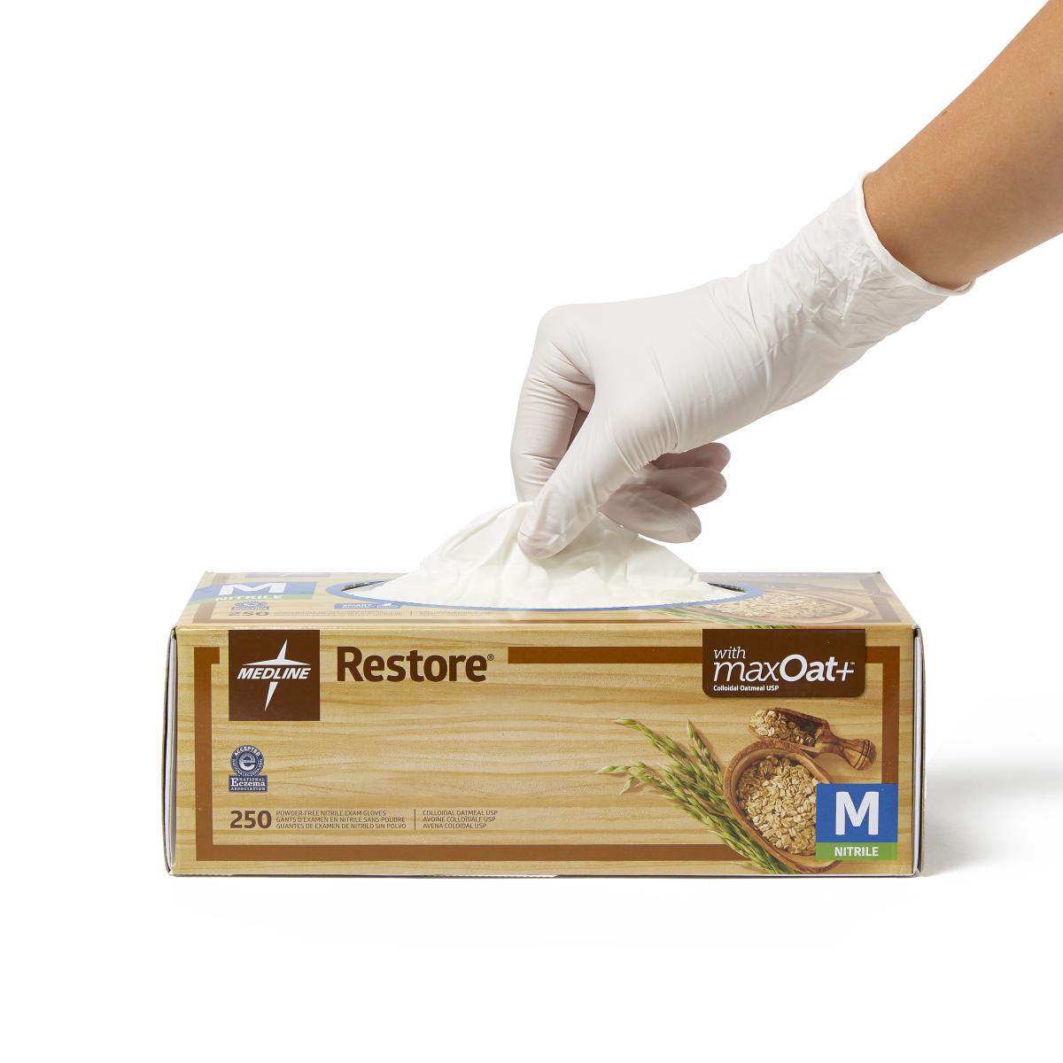 Restore Powder-Free Nitrile Exam Gloves with Oatmeal