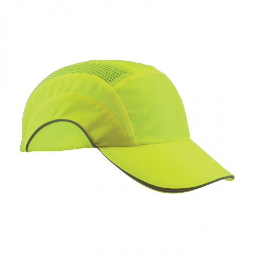282-ABR170 PIP® HardCap A1+ Low Profile Hi-Vis Yellow Standard Brim Baseball Style Bump Caps w/ Reflective Piping