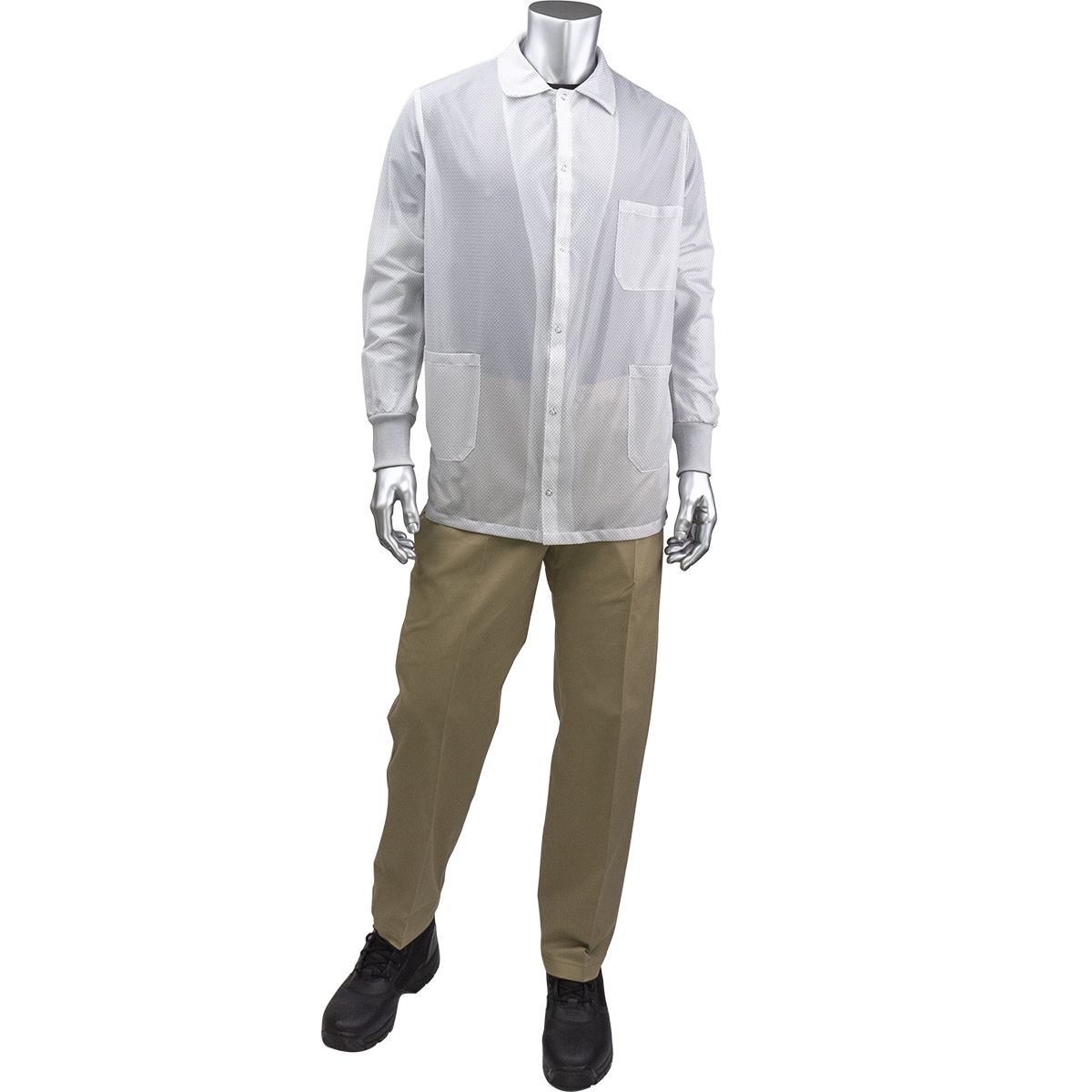 BR49AC-447H PIP® Uniform Technology™ StatMaster Short ESD Lab Coats w/ ESD Knit Cuffs, White