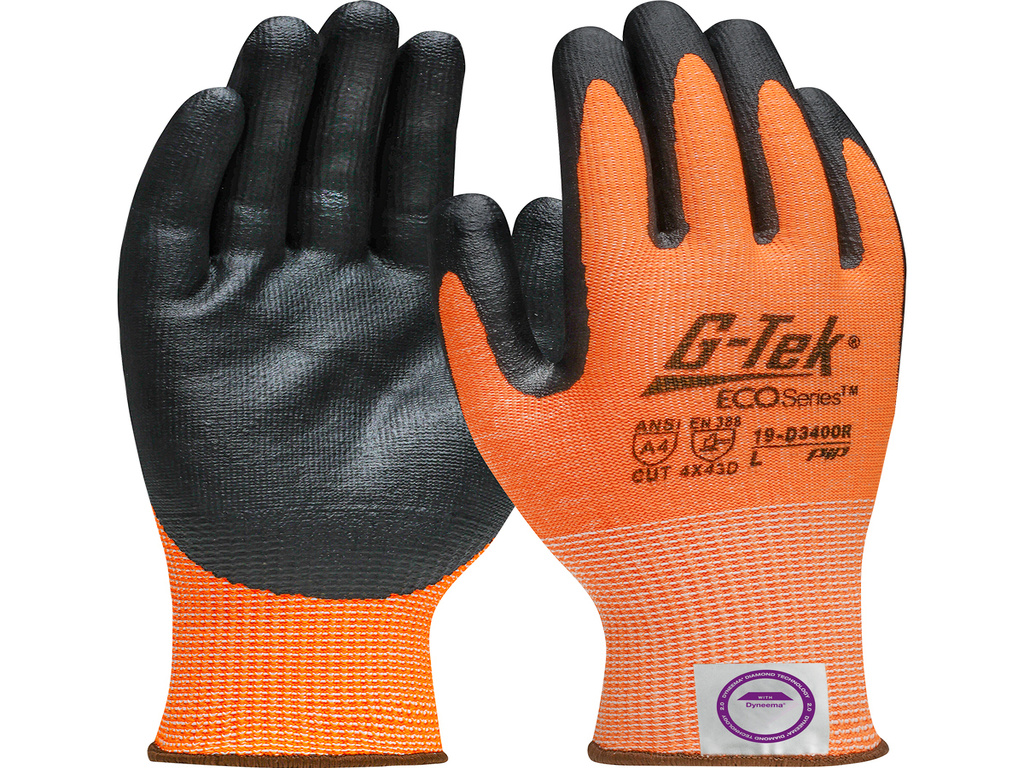 19-D340OR PIP® G-Tek® 3GX® ECOSeries™ Dyneema® Nitrile Coated Hi-Viz A4 Cut Gloves 