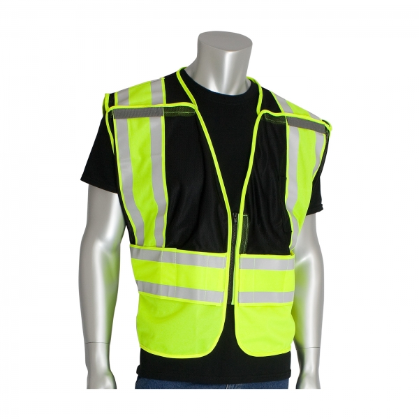 Protective Industrial Products® 207 Hi-Vis Public Safety Vest- No Logo: BLACK
