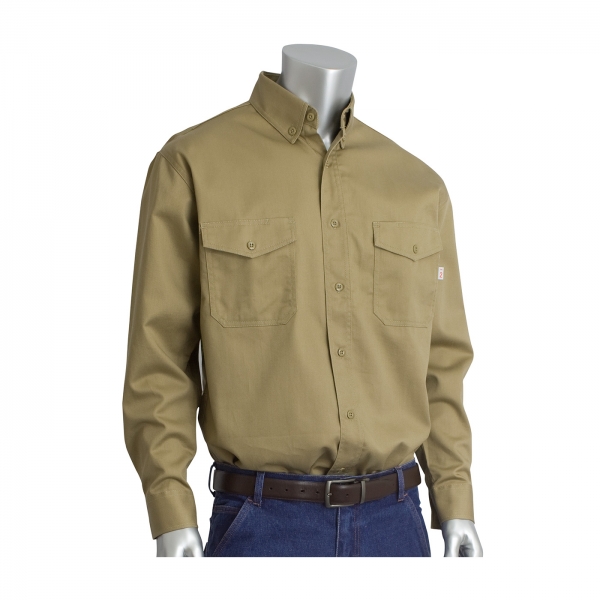 385-FRWS PIP® ARC/FR Dual Certified Long Sleeve Workshirt: Khaki