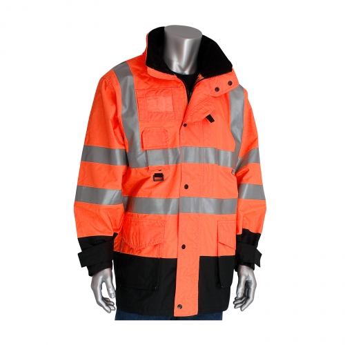 343-1756 PIP® Class 3 ANSI Type R 7-in-1 All Conditions Coats - Hi-Vis Orange