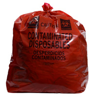 15` x 9` x 32` Red Contaminated Disposables Infectious Waste Low Density Gusseted Liners, 1.5-mil 