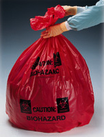 24` x 24` Biohazard Message Can Liners, MDS Economy Red Infectious Waste Can Liners - 23` x 24`
