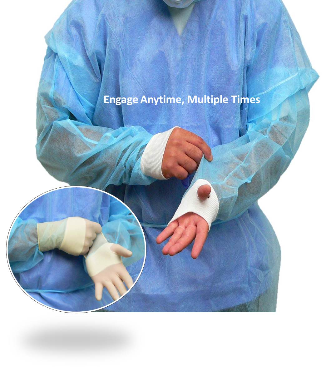 MDS Disposable Fluid Resistant Blue Polypropylene Isolation Gowns w/ optional WRIST-SHIELD™ Thumb Slit Cuff Technology 