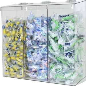 #BP-090 Clear PETG Plastic Top loading, top and bottom dispensing tall triple bulk dispenser