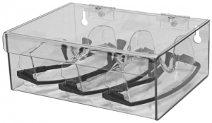 CP-072 : Bowman clear PETG plastic 6-pair Eyewear Dispenser with Hinged Lid