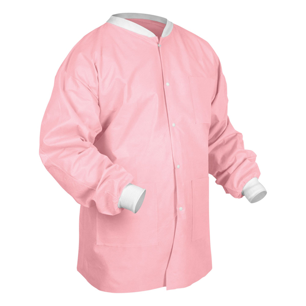 6200 Maytex® Disposable Pink SMS Protective Lab Jackets w/ Pockets & Knit Wrists
