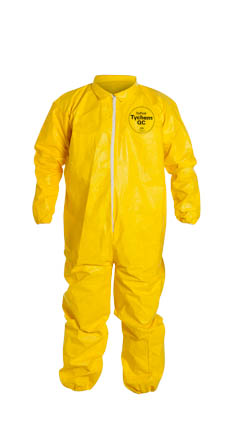 QC125SYL DuPont™ Tychem® 2000 Chemical-Resistant Protective Protective Coveralls w/ Elastic, High-Vis Yellow color