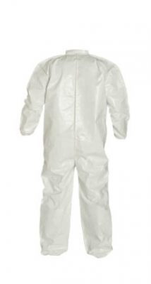 DuPont™ Tychem® 4000 Coverall - Collar. Elastic Wrists and Ankles. Storm Flap with Adhesive Closure. Bound Seams. White.