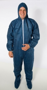 #DCBF-SIZE | M1500B Supply Source Safety Zone® PolyLite® Disposable Navy Blue Polypropylene Protective Coveralls w/ Hood & Booties