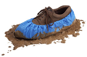 Supply Source Safety Zone® Disposable Polyethylene Non-Skid Shoe Covers, Blue