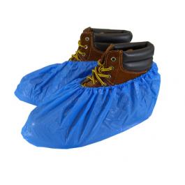Safety Zone® Disposable Polyethylene Non-Skid Shoe Covers, Blue, Waterproof, Impervious