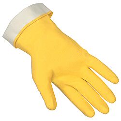 Economy Flock-Lined 18-mil Latex Rubber Chemical-Resistant Gloves