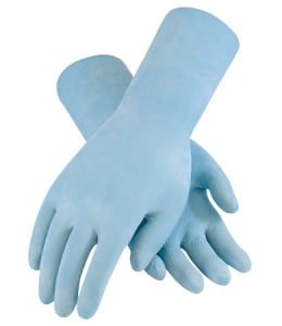 48-L185B PIP® Assurance® Flock-Lined Blue 18-mil Chemical-Resistant Latex Gloves