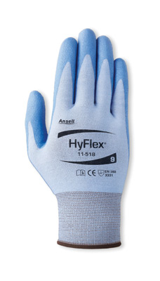 11518] Ansell® HyFlex® #11-518 Cut-Resistant Polyurethane Palm Coated Work Gloves. Cut level 2.
