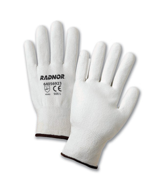 Coated HPPE Cut Resistant Gloves, White, Economy Coated Cut-Resistant HPPE String Knit Work Gloves, cut level 2