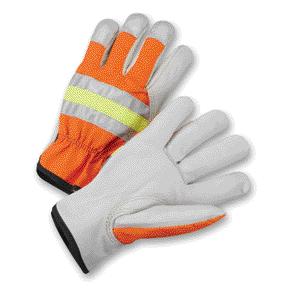 Hi-Viz Orange Grain Cowhide Unlined Drivers Gloves