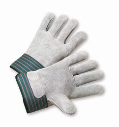 Select Shoulder Grade Split Leather Palm Gloves,  MDS Economy Full Leather Back Gloves w/ Safety Cuff