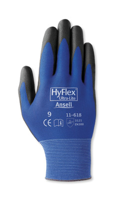 Ansell HyFlex® Multi-Purpose Black Coated Work Gloves, 11618 Ansell® HyFlex® 11-618 Protective Gloves