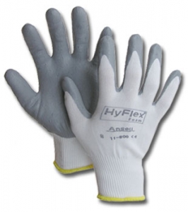 11800 Ansell® HyFlex® 11-800 Gray Foam Nitrile Coated White Nylon Knit Protective Gloves