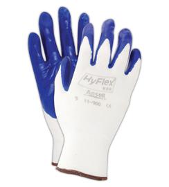 11900 Ansell® HyFlex® 11-900 Blue Nitrile Palm Coated Protective White Nylon Knited Work Gloves