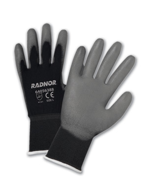 Economy Polyurethane Palm Coated Black Nylon Gloves