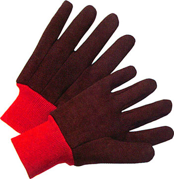 13 Ounce 100% Cotton Jersey Gloves With Red Knitwrist And Red 100% Cotton Fleece Lining